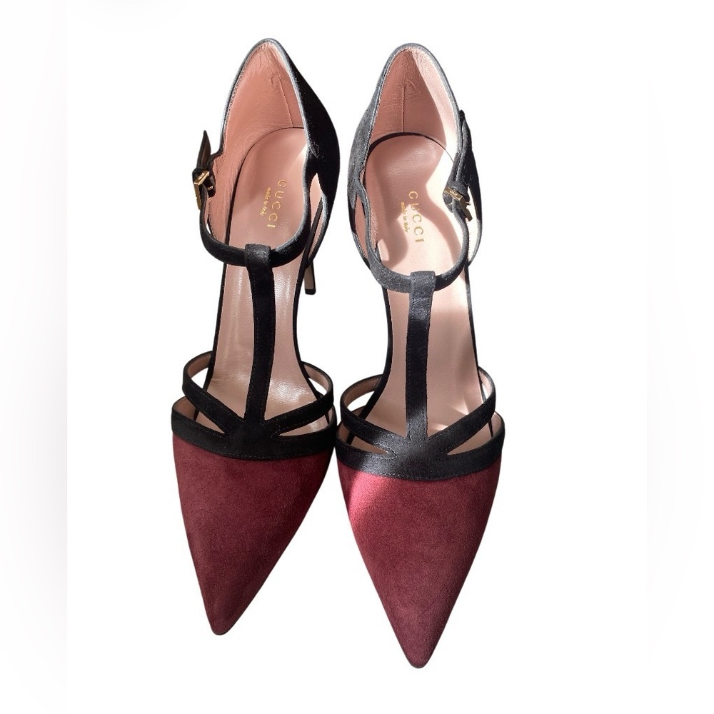 Gucci Suede D'orsay Strappy Stiletto Heels featuring a pointed toe size 40 /10 - Picture 12 of 13